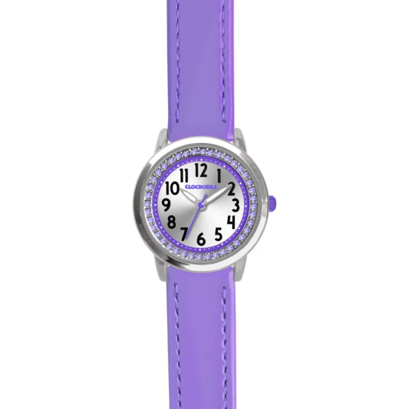 Fialové dievčenské hodinky s kameňmi CLOCKODILE CWG5231
