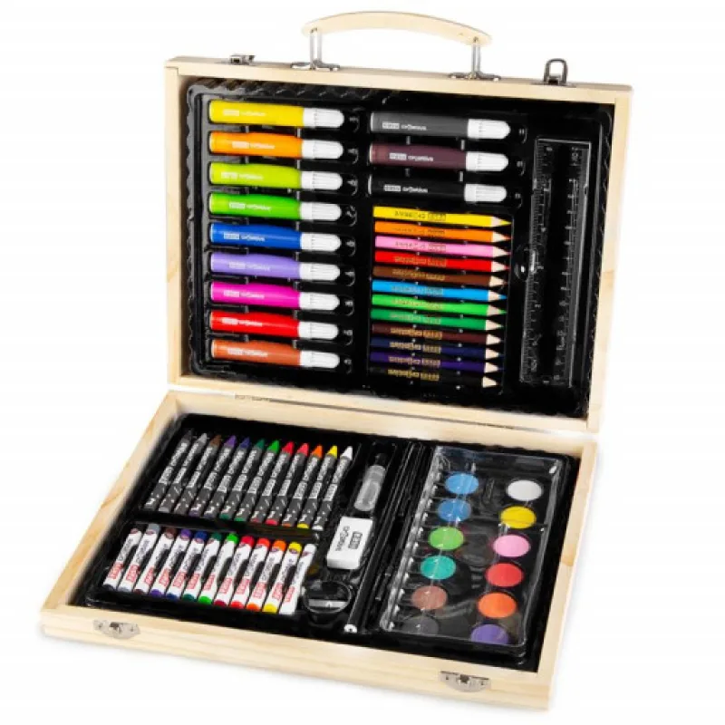 Easy kreativní a výtvarná sada 68 kusů, dřevěný kufřík
