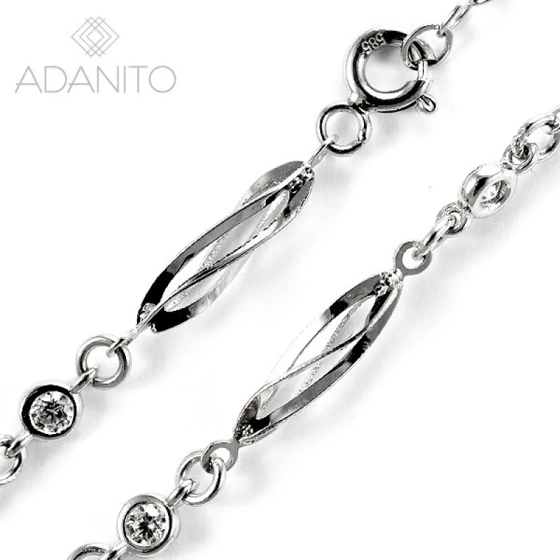 Zlatý náhrdelník so zirkónmi z bieleho zlata ADANITO BRNH0249S