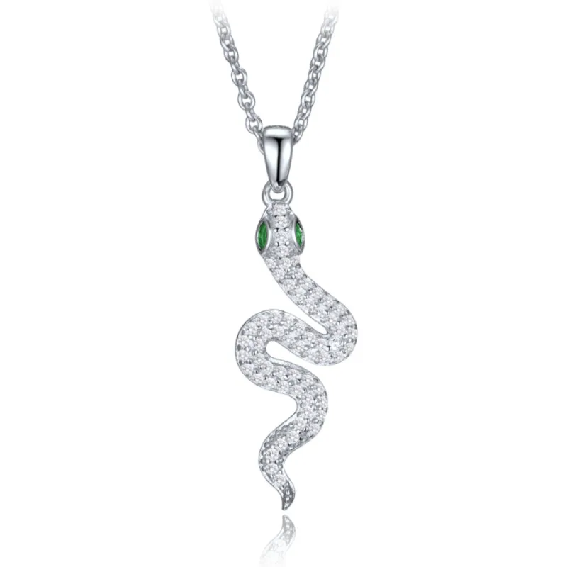 Strieborný hadí náhrdelník so zirkónmi MINET JMAS0324SN45