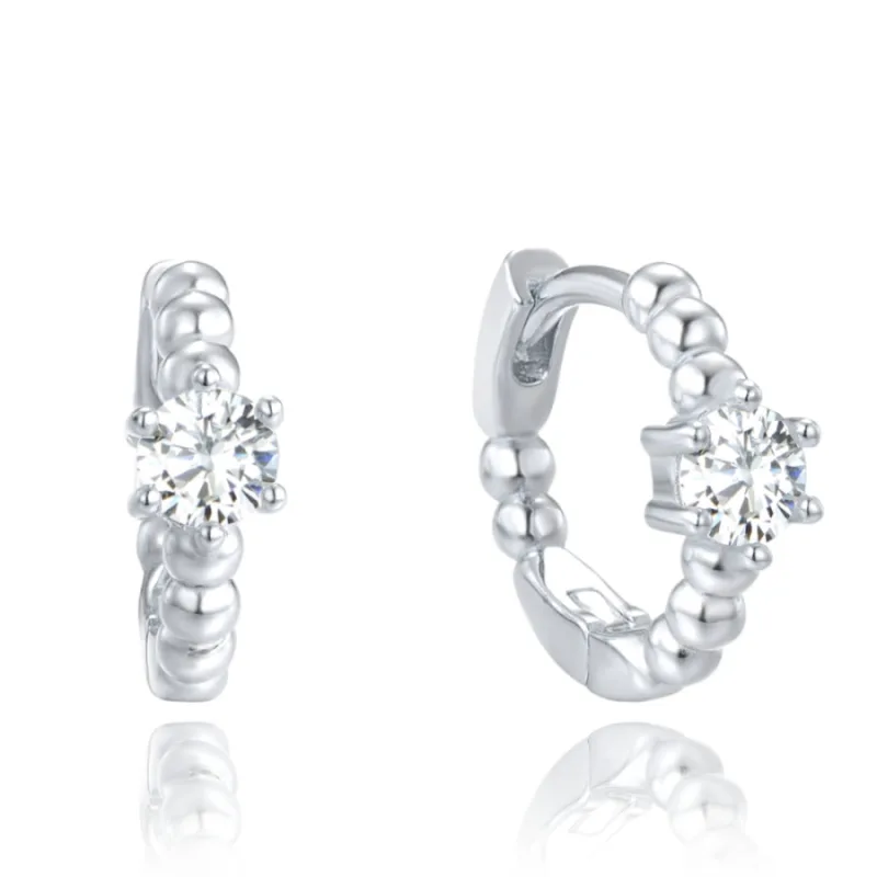 Strieborné náušnice kruhy s bielymi zirkónmi MINET JMAS0233SE00