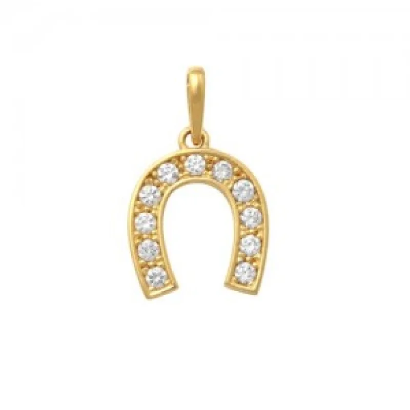 Zlatý prívesok podkova s kameňom zo žltého zlata KA 8207, 0.7 g, 0.70 g