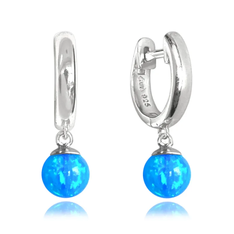 Strieborné náušnice so svetlo modrými opálkami MINET JMAS0155AE00