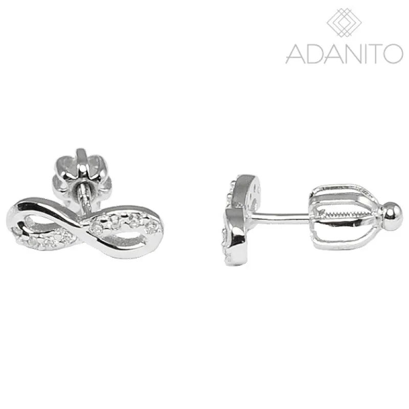 Strieborné náušnice nekonečno so zirkónmi ADANITO SSN027901