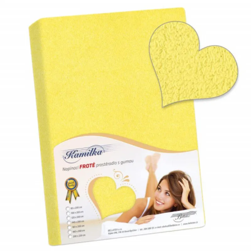 Bellatex Prostěradlo froté, žluté - 200x220 cm