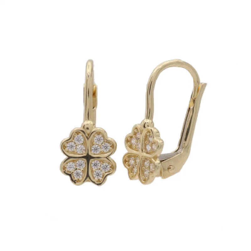 Zlaté náušnice štvorlístok na patent KA CDL104, 1.75 g, 1.75 g