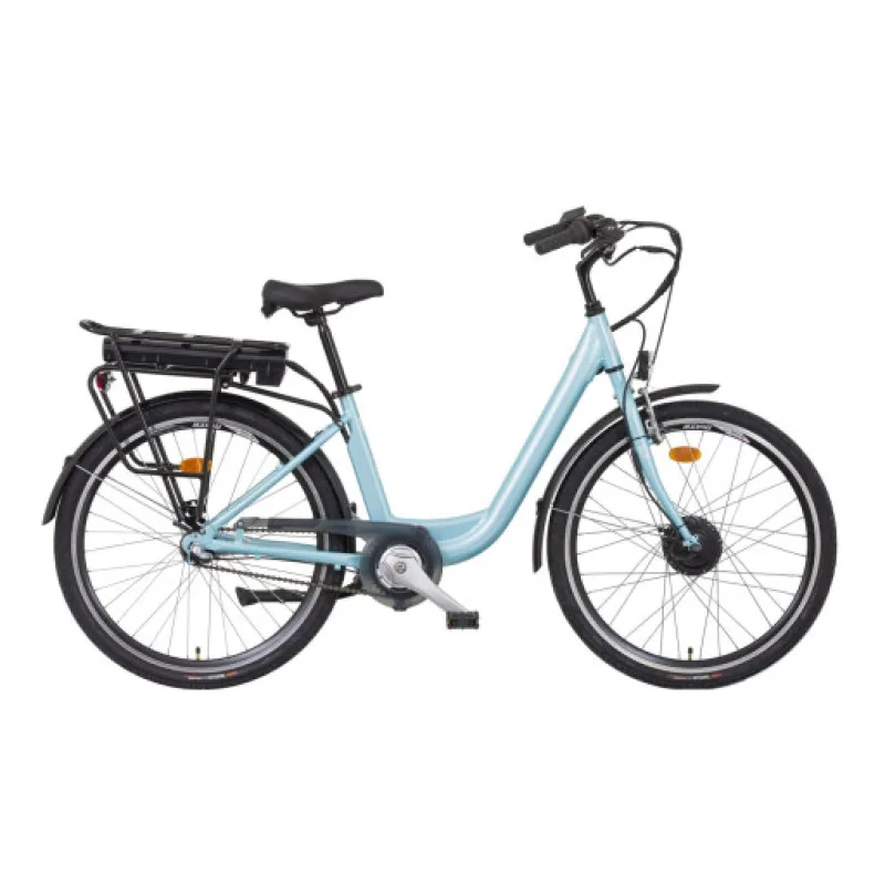 Liberty elektrokolo e-VIA 3spd 26" přední motor, 36V/10,4Ah, 2025 tyrkysové, Přední vidlice Pevná