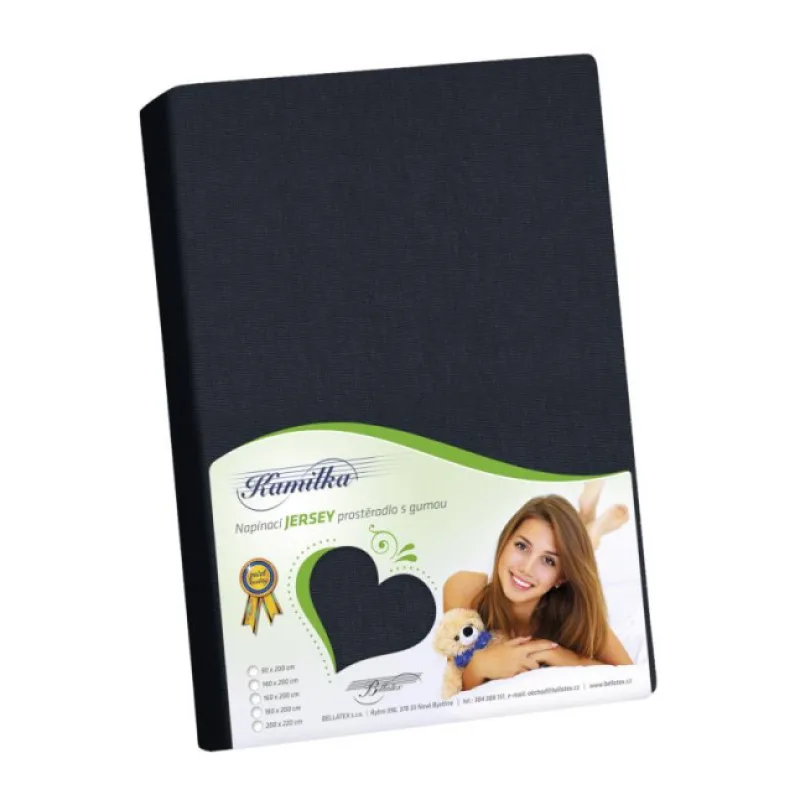 Bellatex Prostěradlo jersey, černé - 90x200 cm