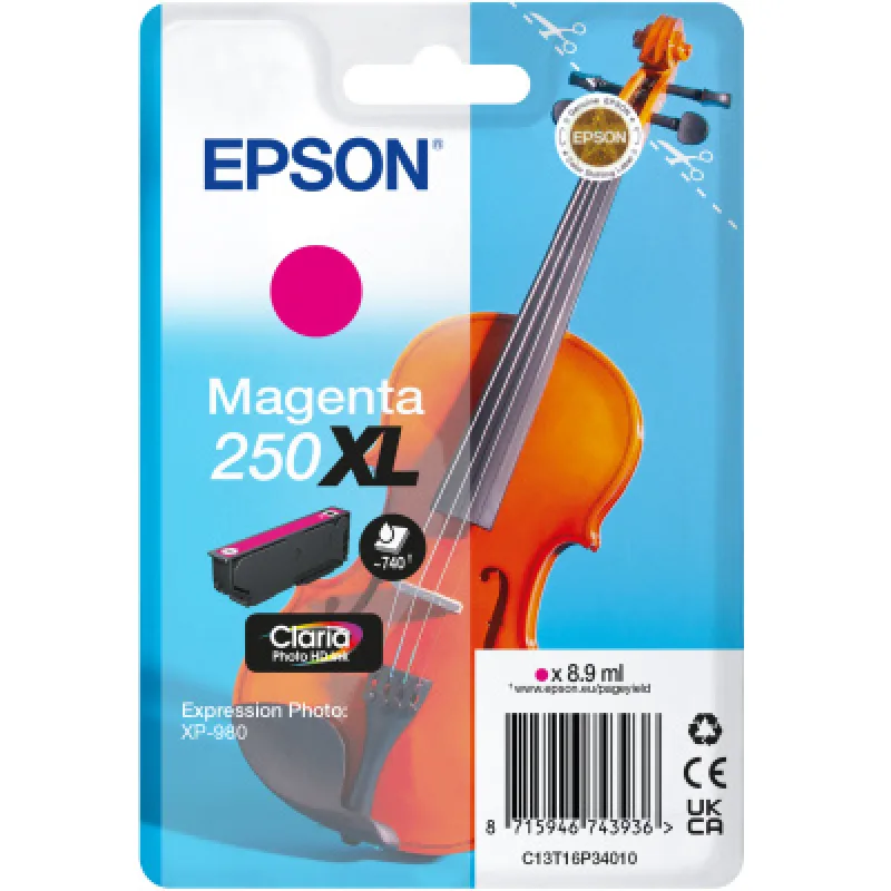 Epson Singlepack Magenta 250XL ink C13T16P34010