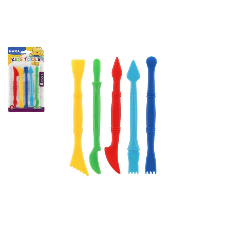 Teddies Pomôcky modelovacie/Tvorítka NARA na modelínu plast 5ks na karte 12x21,5cm