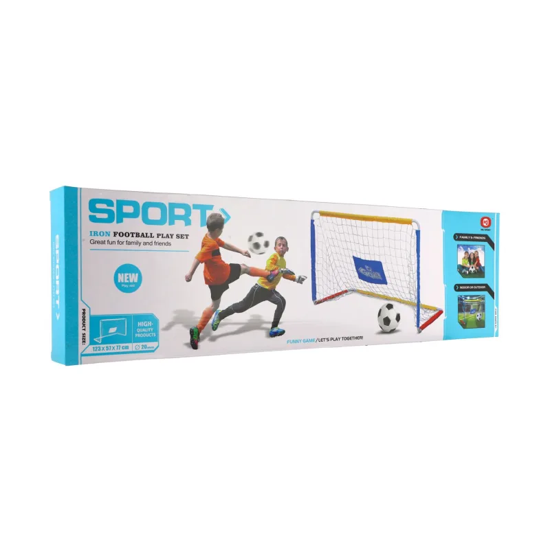 Teddies Bránka futbalová skladacia so sieťou kovová 123x57x77cm v krabici 68x20cm