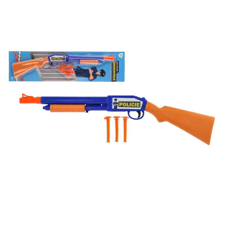 Teddies Pištoľ/Brokovnica na prísavky plast 48cm + 3 náboje na karte