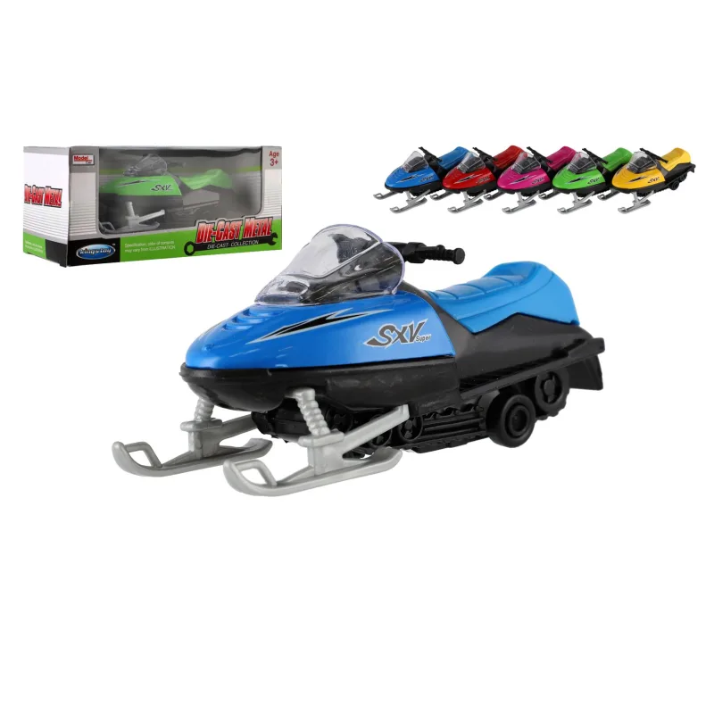 Teddies Snežný skúter kov/plast 13cm na spätné natiahnutie 5 farieb v krabičke 17x8,5x7,5cm