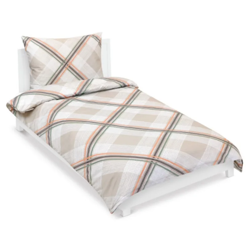 Bellatex Povlečení bavlněný satén, Kostka hnědá - 140x200, 70x90 cm