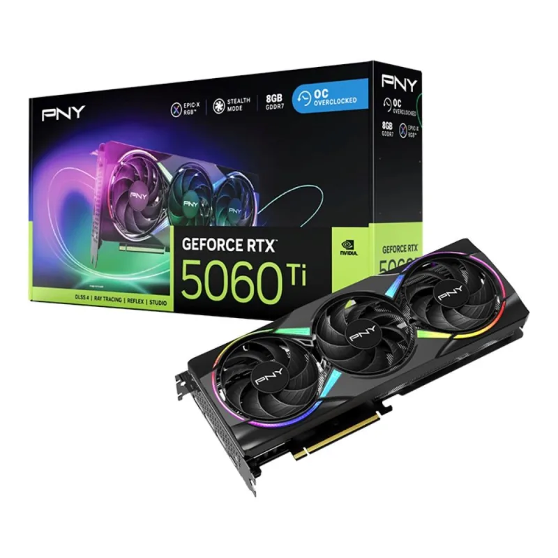 PNY VGA NVIDIA GeForce RTX 5060 Ti ARGB Triple Fan 8GB OC, RTX 5060 Ti…