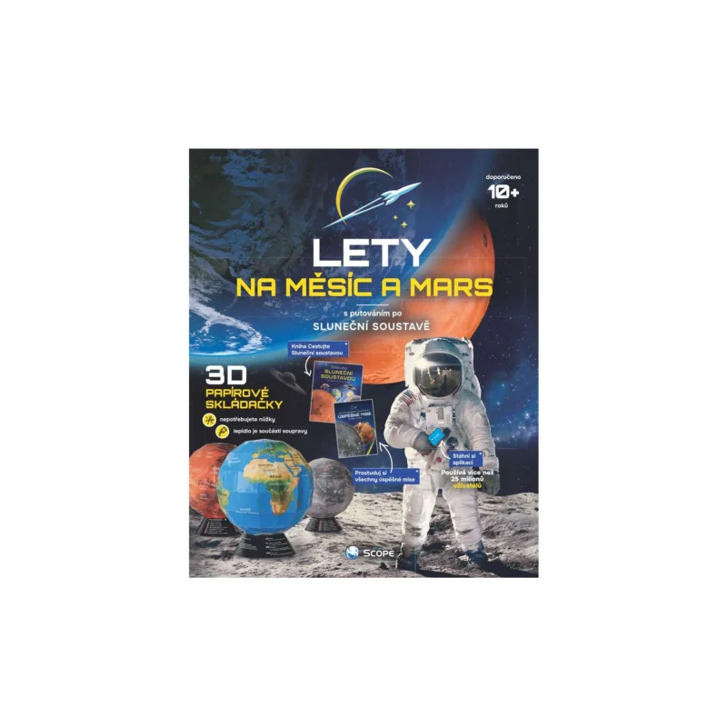 Lety na Měsíc a Mars! Knižní edukační souprava s doplňky v krabici 24,5x31,5cm