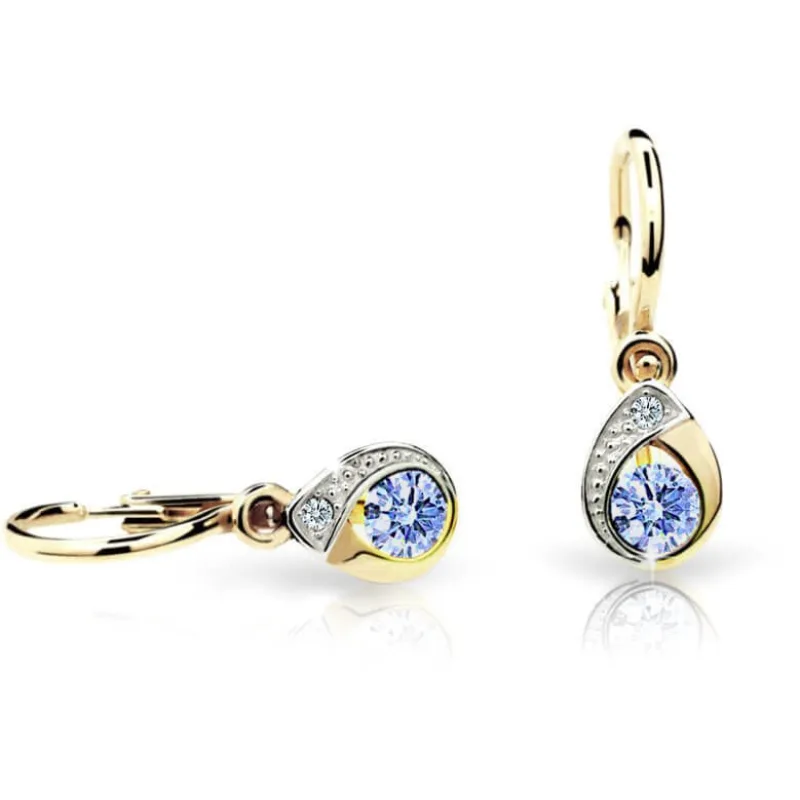 Zlaté detské náušnice s modrým kameňom ADANITO BRC1898-10-70-X-1, 0.98 g