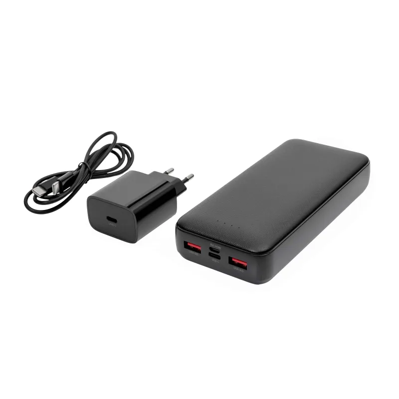 FELLOWES Platinet SET 3v1 Powerbanka 20000 mAh + Nabíječka 20W Power Delivery, kabel USB-C 1m, černá PLAPMPB20SETB